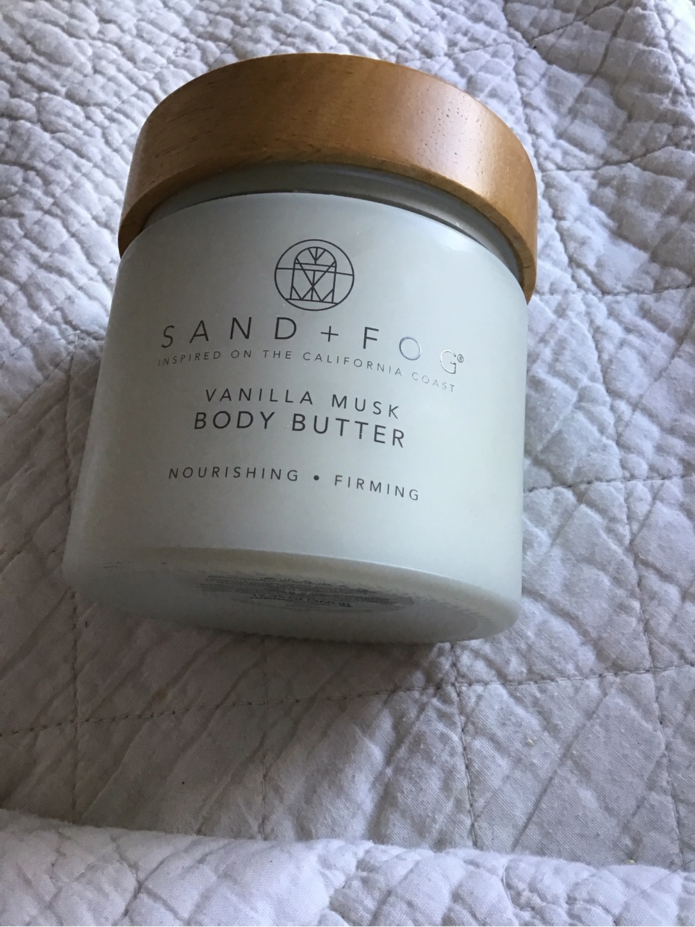 New Sand + Fog Vanilla Musk Body Butter Wooden Lid 12.35 oz